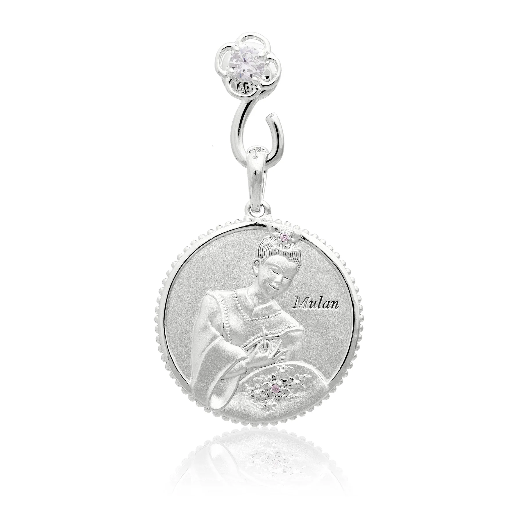 Ruyi Charm Hoop Earrings Silver - Image 2