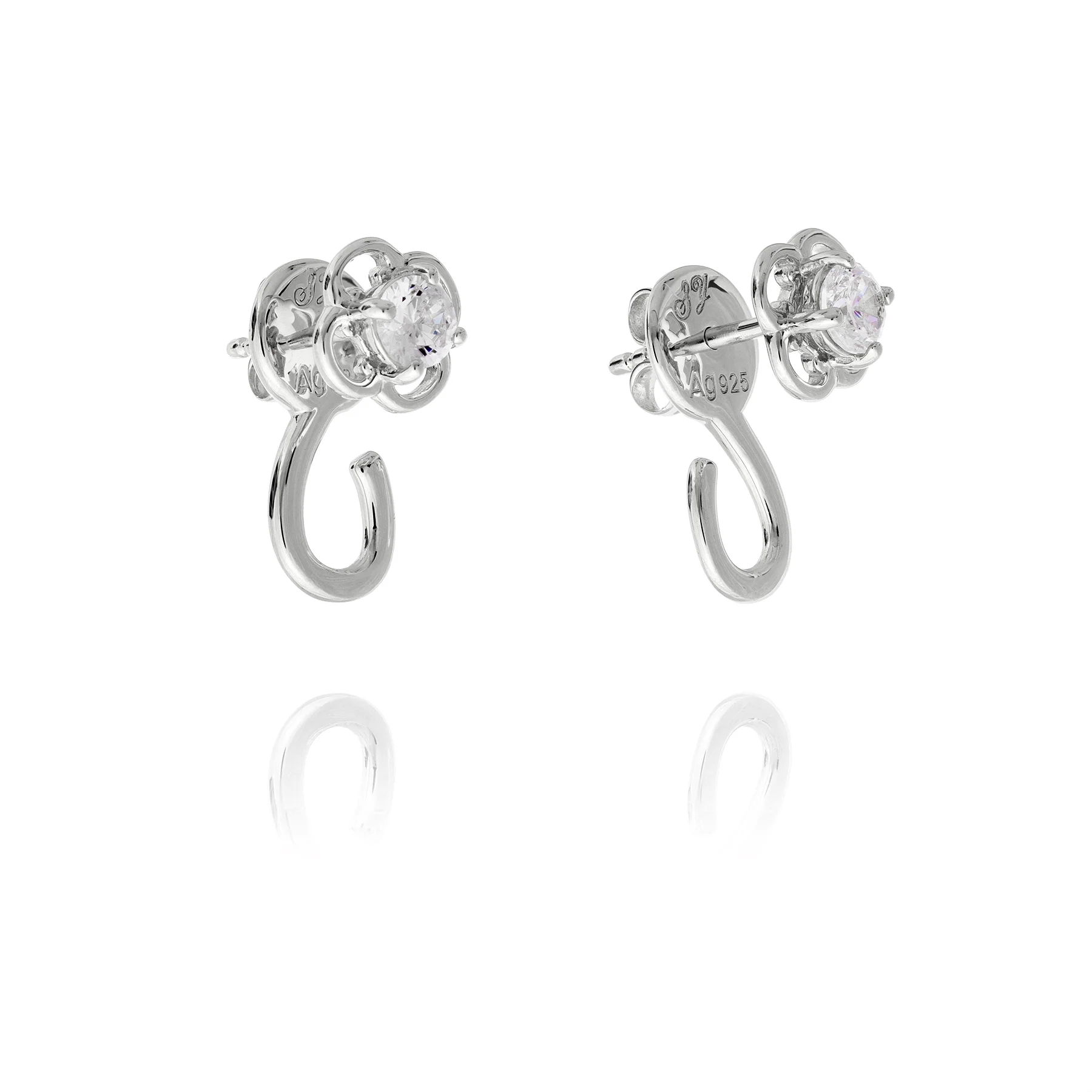 Ruyi Charm Hoop Earrings Silver - Image 3