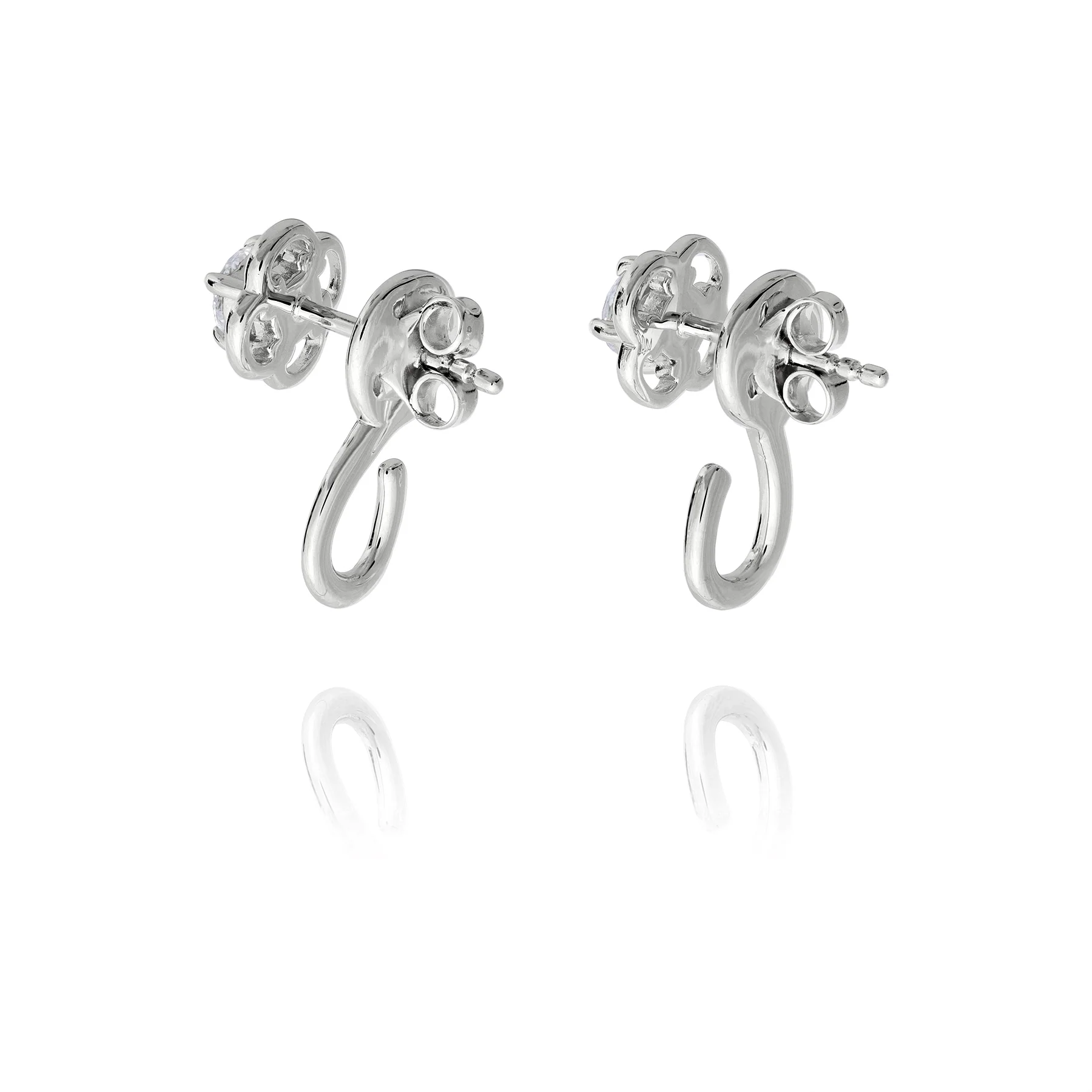 Ruyi Charm Hoop Earrings Silver - Image 4