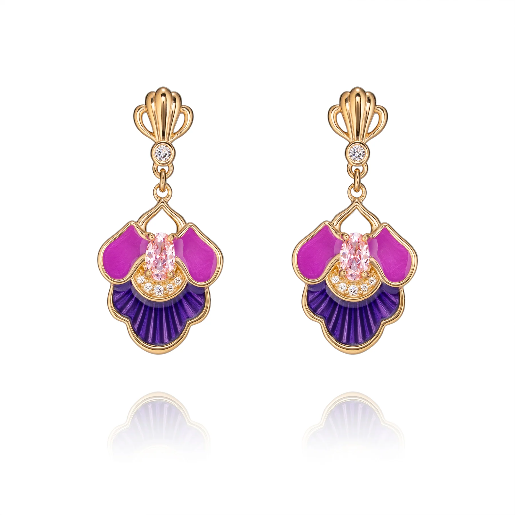 Tang Flowing Gowns Drop Earrings Purple
