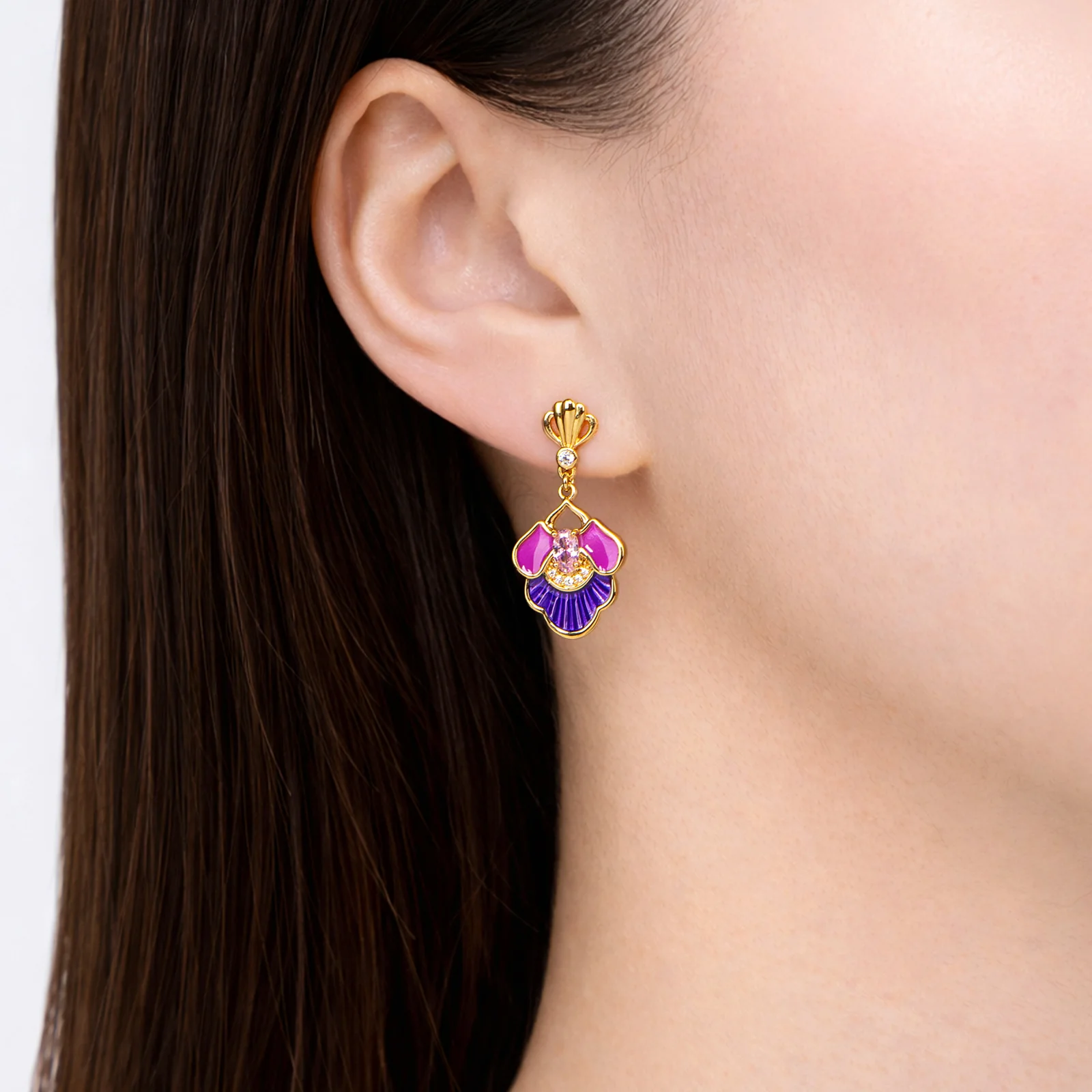 Tang Flowing Gowns Drop Earrings Purple - Image 2