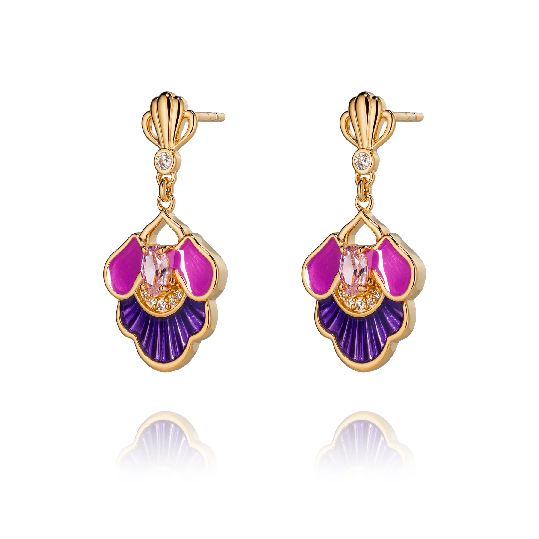 Tang Flowing Gowns Drop Earrings Purple - Image 3