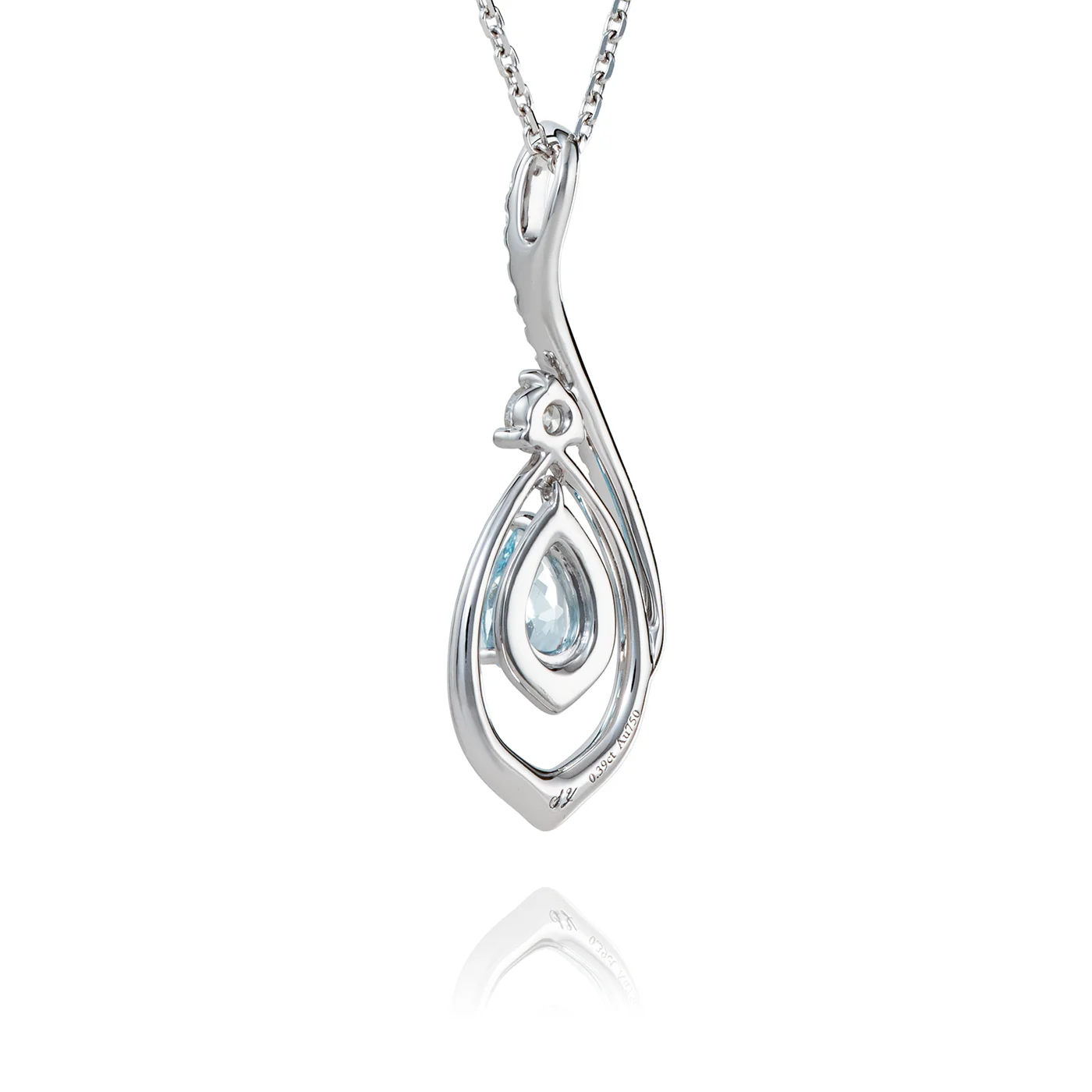 The Heavenly Phoenix Necklace 18kt White Gold with Aquamarine - Image 3