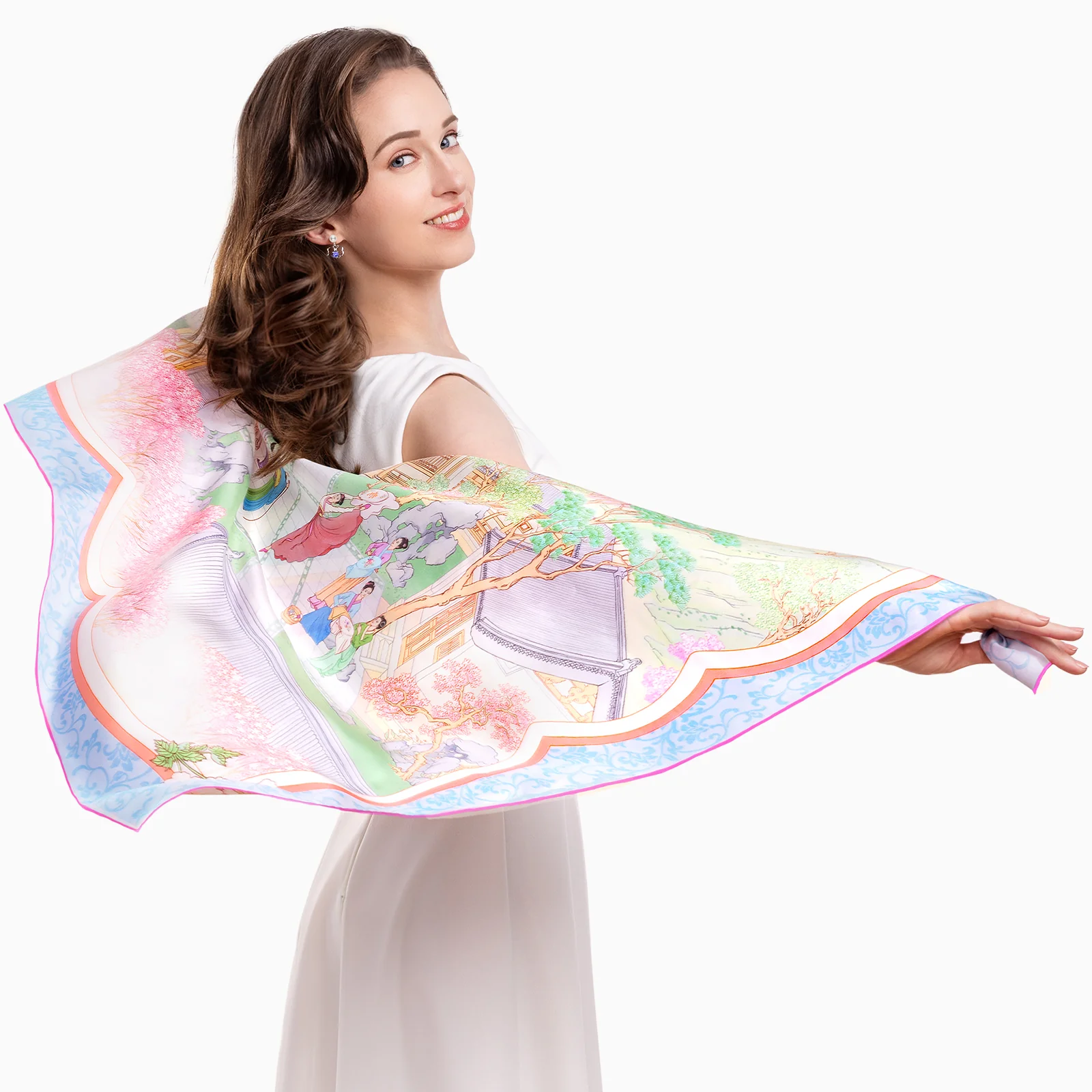The Mulan Scarf Pink and Sky Blue - Image 4