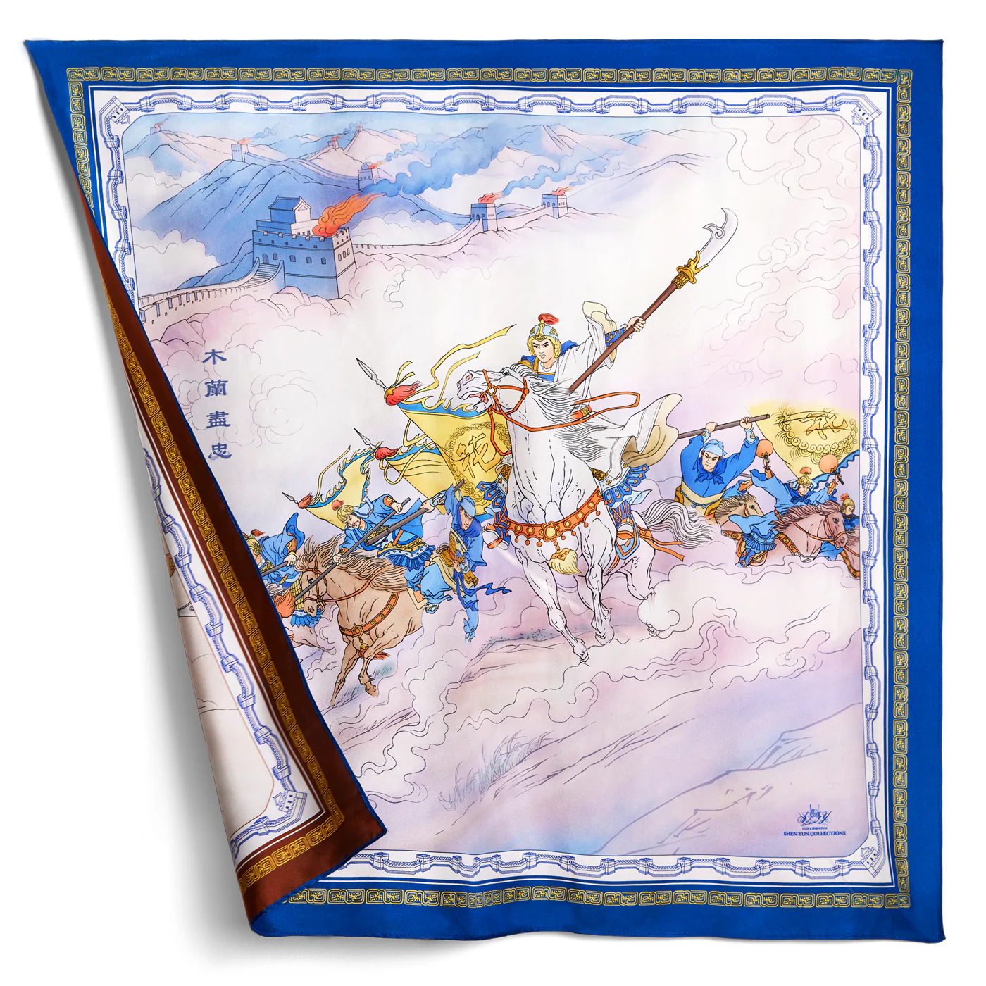 Mulan Double Sided Scarf Royal Blue and Bronze - Image 3