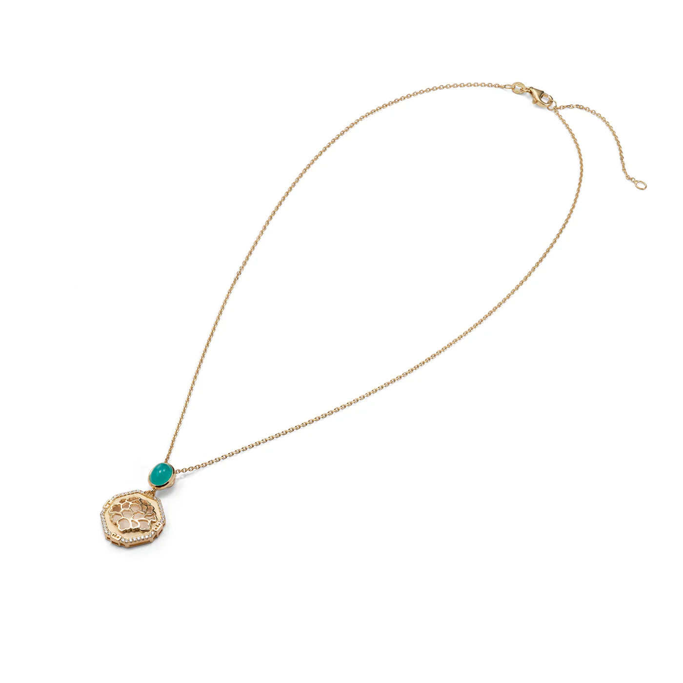 The Tang Elegance Necklace 18kt Yellow Gold with Blue Chalcedony - Image 4