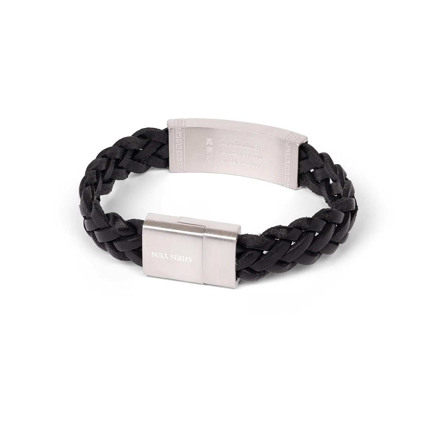 Zhen Shan Ren Wondrous Words Leather Bracelet Black - Image 3