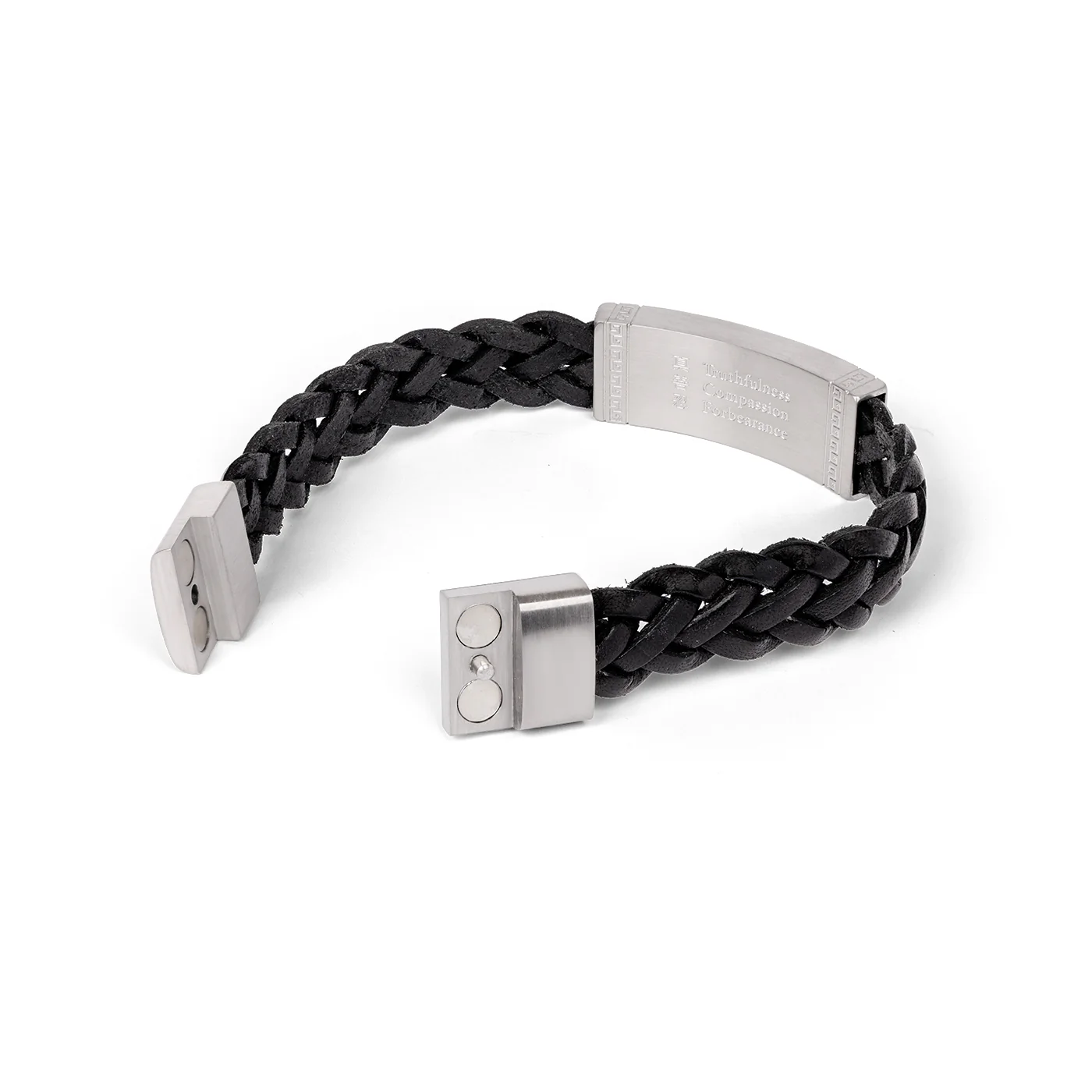 Zhen Shan Ren Wondrous Words Leather Bracelet Black - Image 4